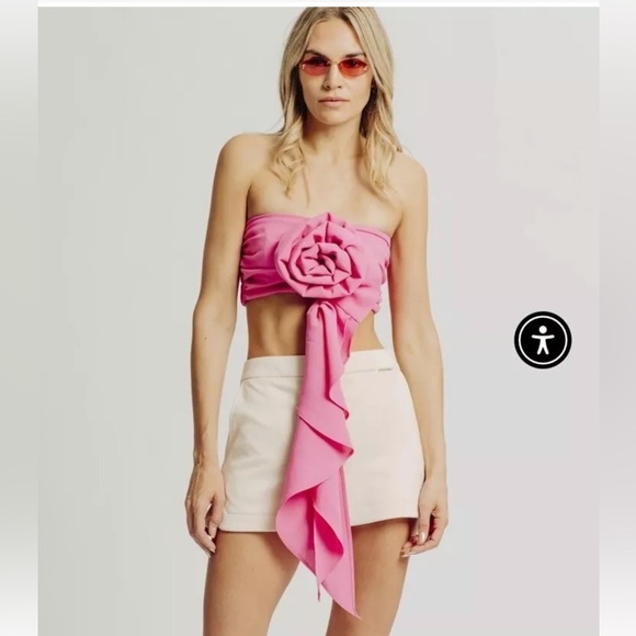 tron by ronny kobo Tops - Torn by Ronny Kobo Max Top Pink Rose Rosette Flower Crop Top Size XS Womens New